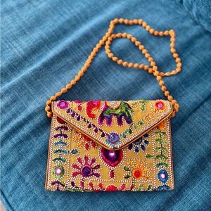 Colorful Rajasthani Embroidered Silk Crossbody/Clutch Bag